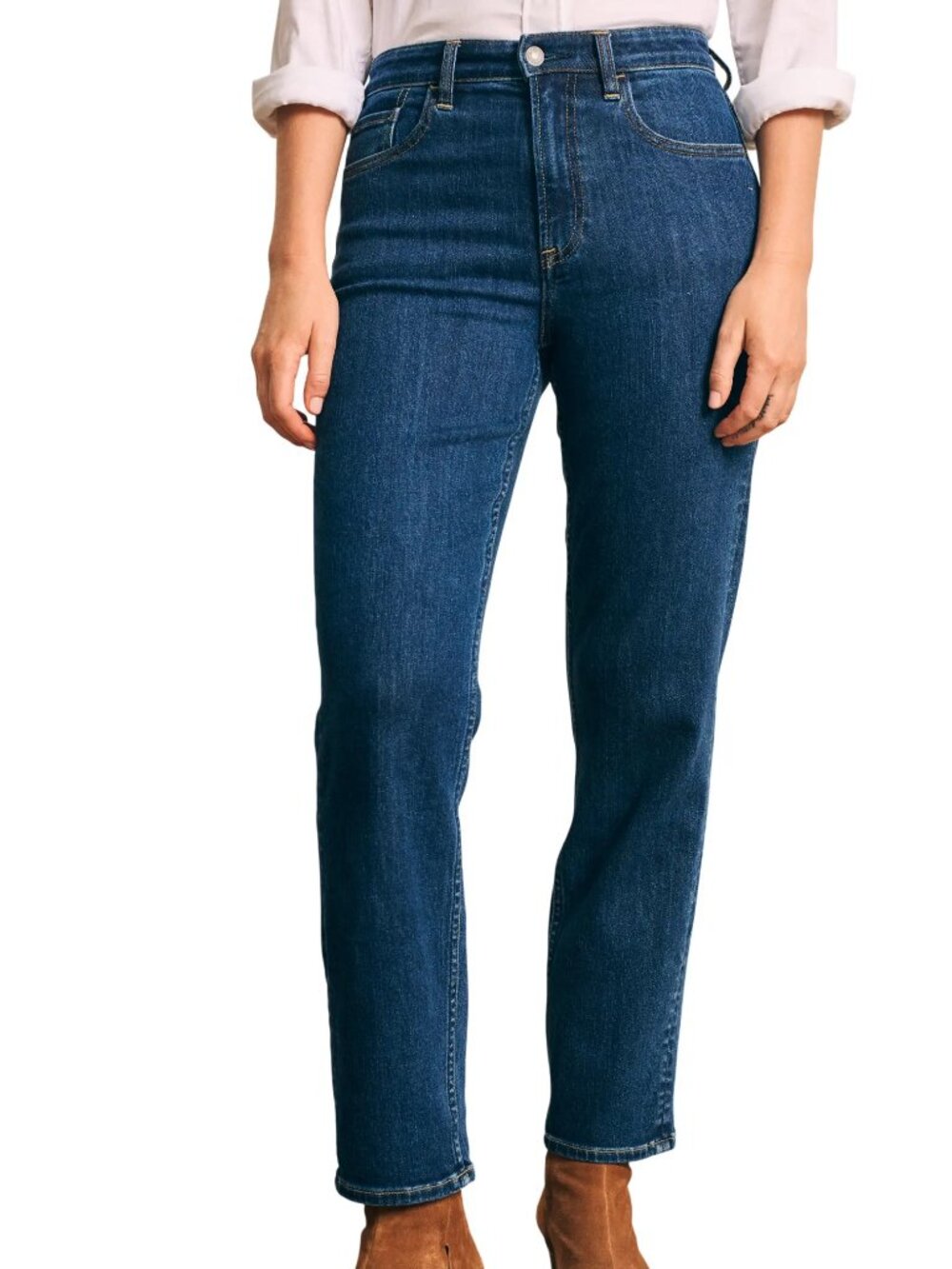 Faherty Organic Cotton Slim Straight Leg Jeans in Night Creek
